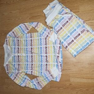 Serra Love Pattern Rainbow Loungewear Set Size Medium